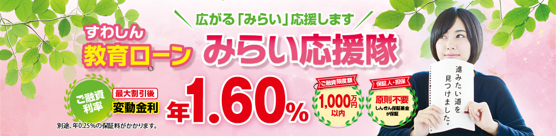 すわしん教育ローンみらい応援隊