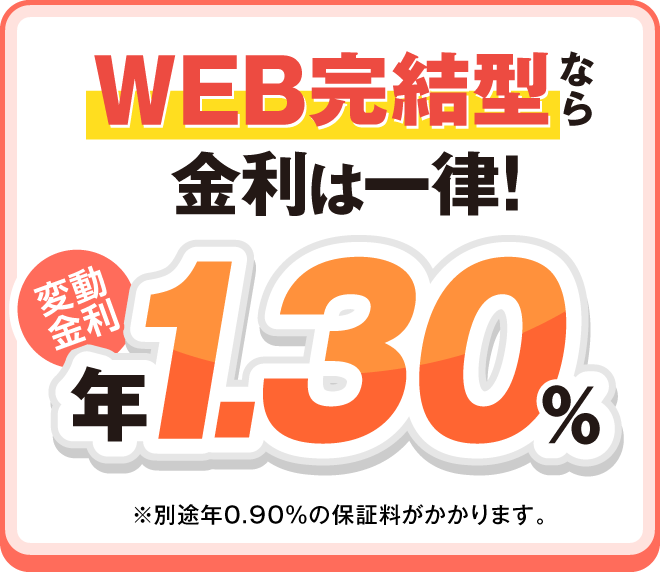 WEB完結型なら金利は一律